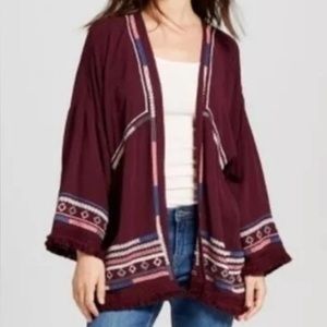 NWT Knox Rose Open Front Embroidered Sweater